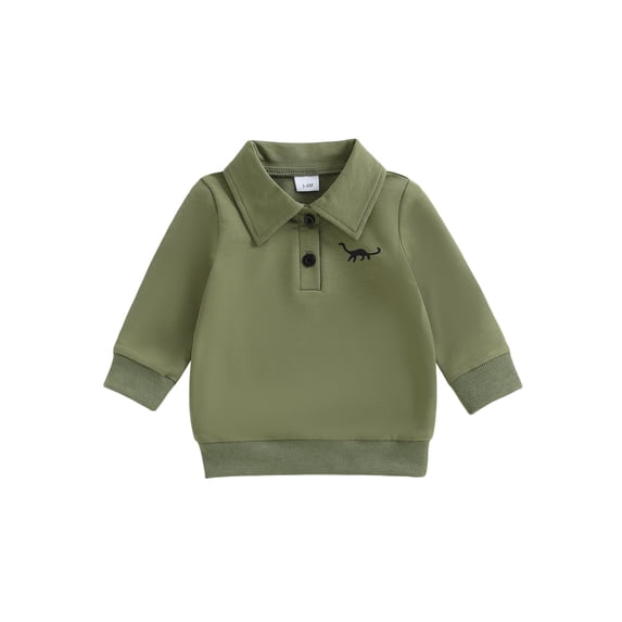Miaouyo Toddler Baby Boy Fall Sweatshirts 6 12 18 24 Months 2T 3T 4T 5T Long Sleeve Lapel Collar Dinosaur Print Pullovers Fall Tops