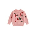 thumbnail image 1 of Miaouyo Toddler Baby Girl Christmas Fall Sweaters 0 6 12 18 24 Months 2T 3T Long Sleeve Round Neck Letter Bow Embroidery Tops, 1 of 9