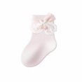 thumbnail image 1 of Miaouyo Toddler Baby Girl Crew Socks Soft Breathable Lace Ruffle Bow Princess Socks, 1 of 7