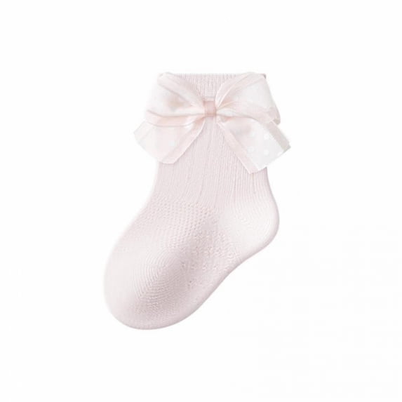 Miaouyo Toddler Baby Girl Crew Socks Soft Breathable Lace Ruffle Bow Princess Socks