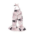 thumbnail image 1 of Miaouyo Toddler Girls Halloween Falre Pants Jumpsuit Pumpkin/Ghost Print Sleeveless Halter Neck Bell Bottom Romper, 1 of 6