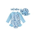 thumbnail image 1 of Miaouyo Toddler Girls Rash Guard Swimsuit Rompers Floral Print Baby Ruffles Bathing Suit Swimwear with Swim Cap and Headband, 1 of 9