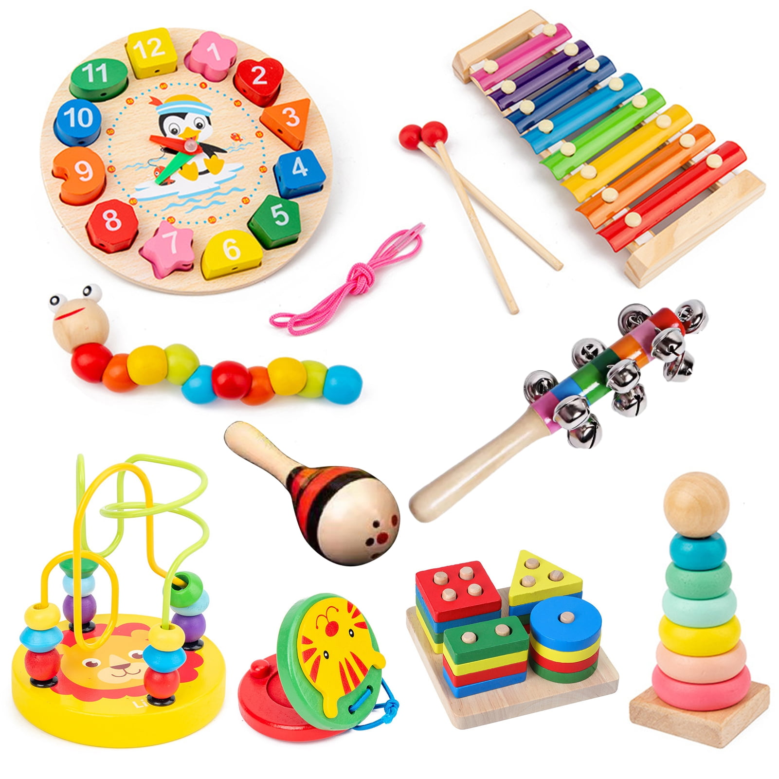 Miarnea 2/5/9Pcs/Set Kids Musical Instrument Kit Wooden Xylophone ...