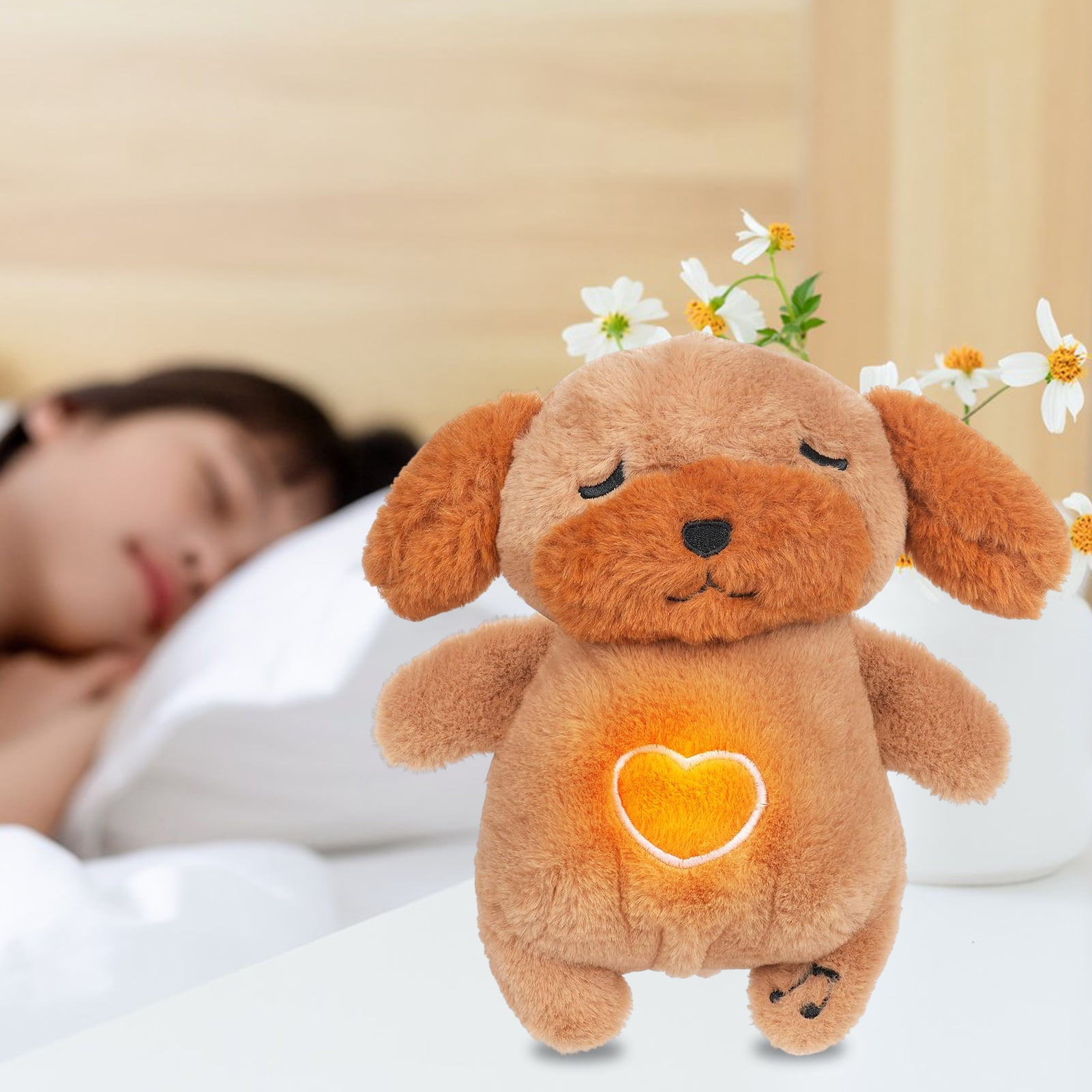 Miarnea Dog Plush Toy for Baby Soothing Breathing Puppy Stuffed Animal ...