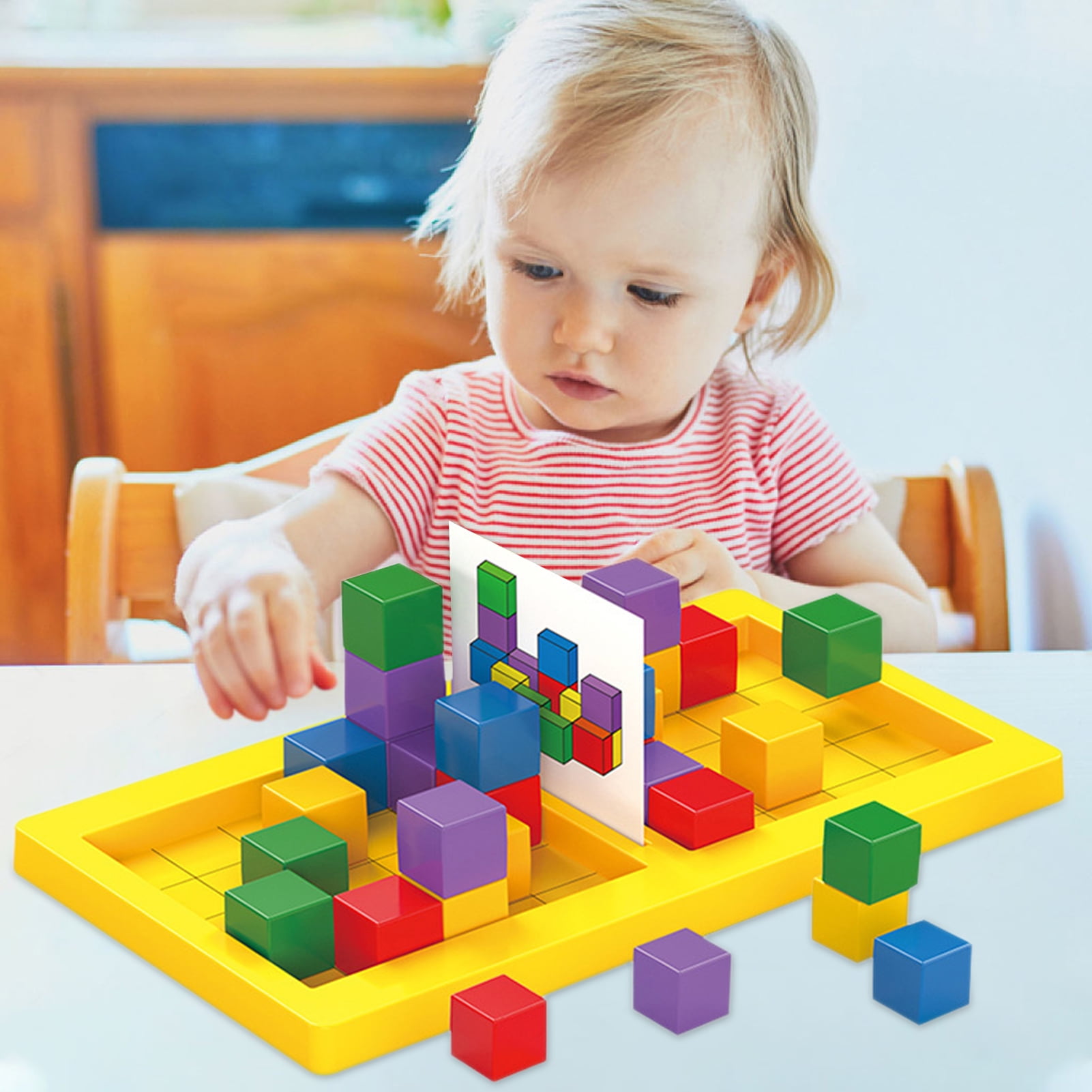 Miarnea Kids Toys Building Blocks Cube Stacking Block Game for