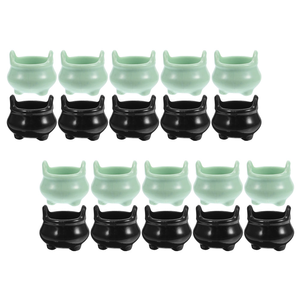 Miay 20Pcs Mini Plastic Cauldron Halloween Witch Cauldron Pot Prop Dolls House Mini Cauldron