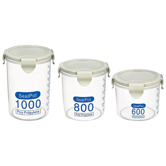 Miayilima Beige PP Sealed Food Preservation Plastic Storage Jar & Container (3 Count)