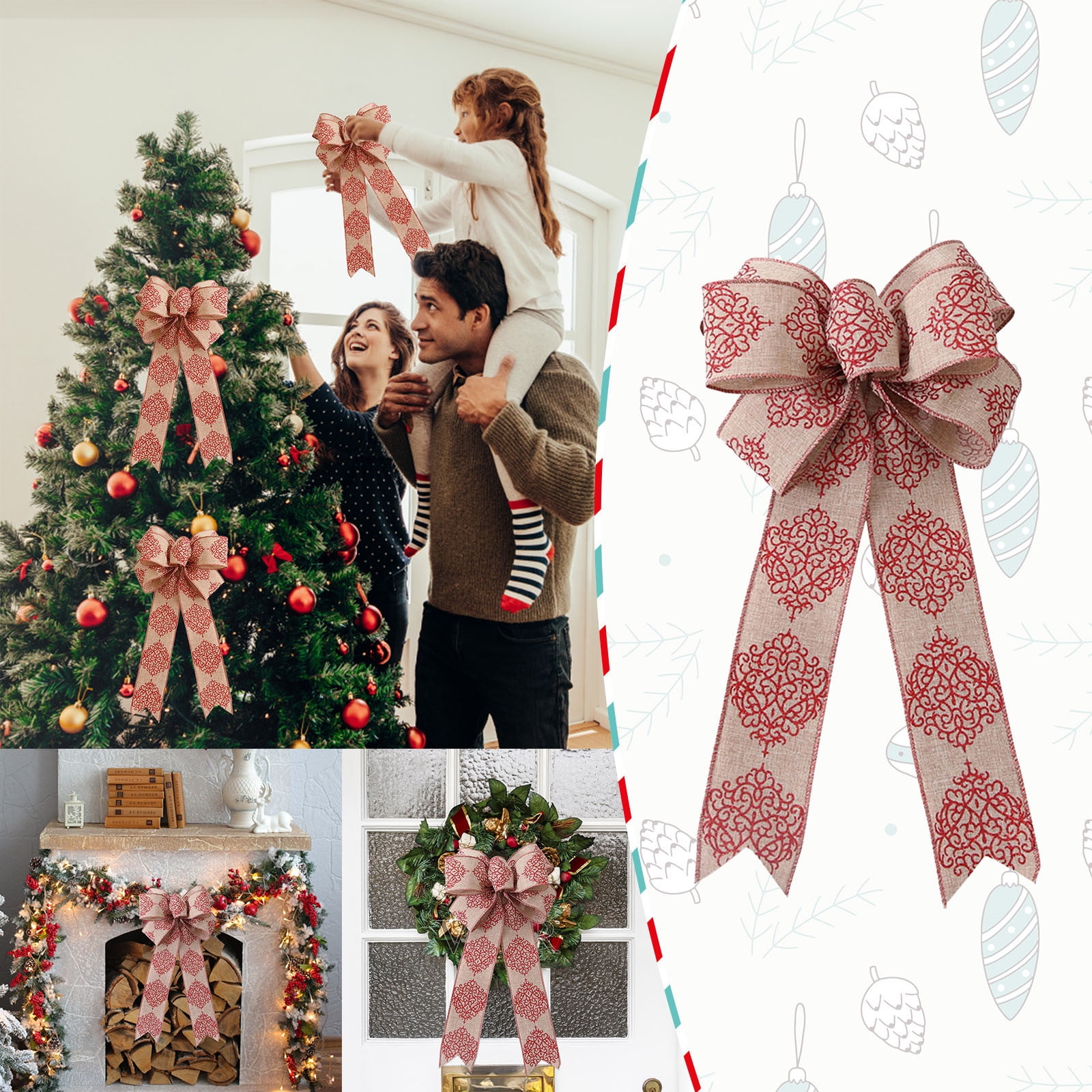 Miayilima Christmas Decorations Christmas Bow Outdoor Decorations 43cm