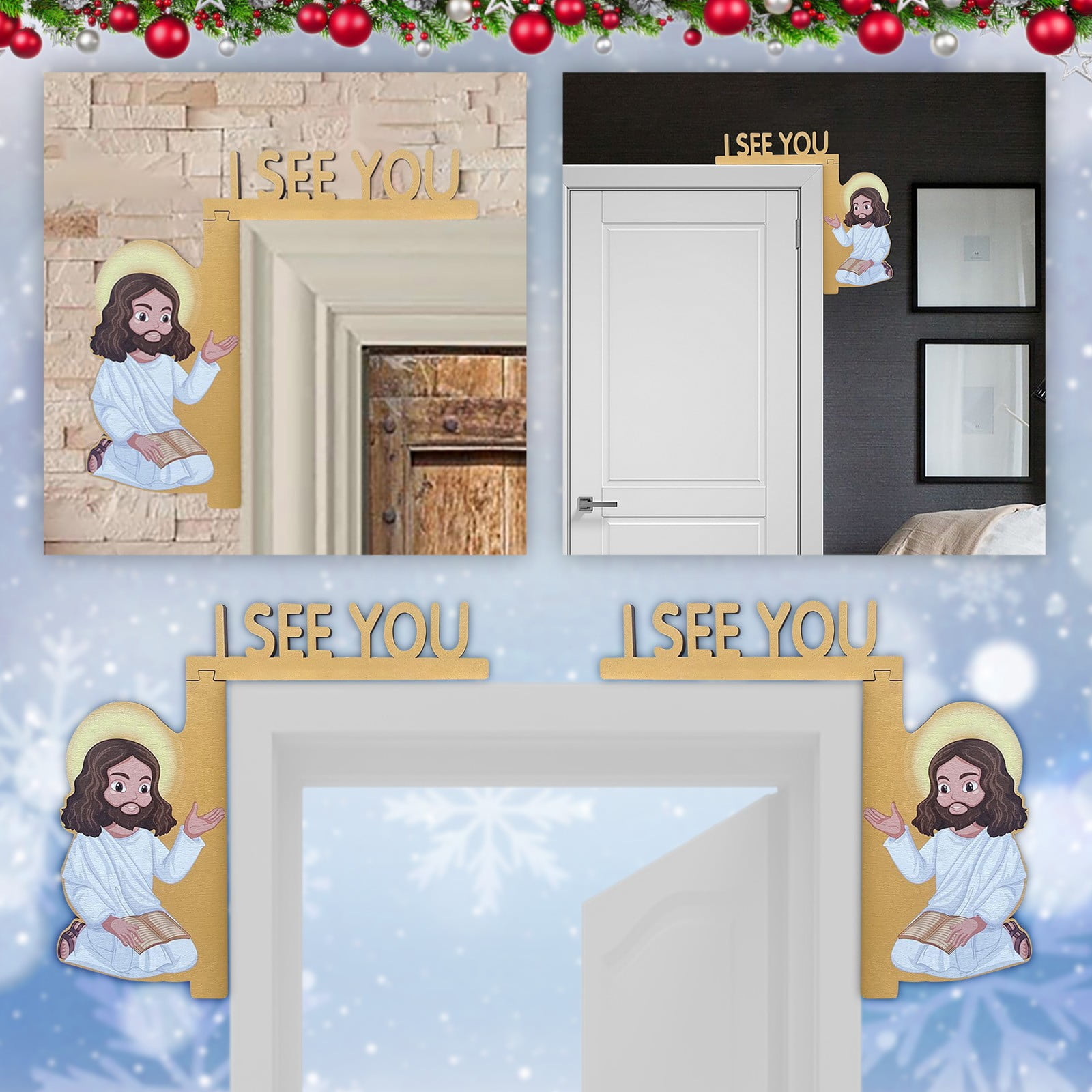 Miayilima Christmas Decorations Door Frame I See You I See Sign I See