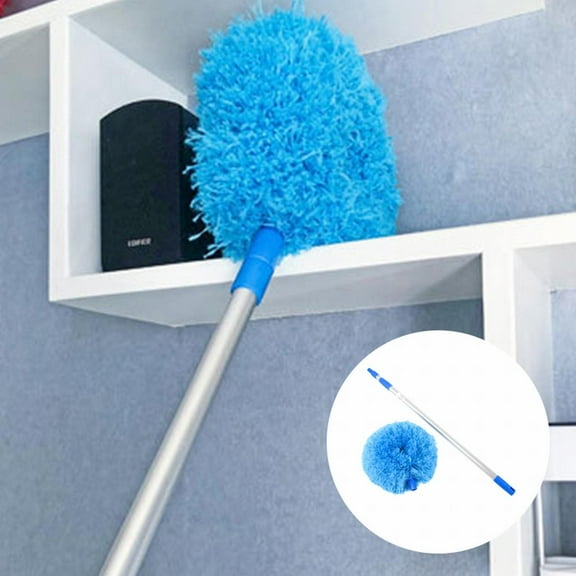Miayilima Cleaning Brush Retractable Feather Duster Ring Dust Sweep Ceiling Artifact Clean Duster Wipe Ceiling Fan Round Dust Duster Blue