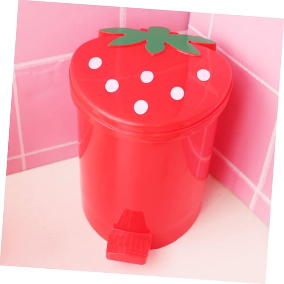 Miayilima Garbage Bin Trash Can Large Capacity Good Weight Capacity Exquisite Shape Convenient High Durability Decorative Plastic Strawberry Style Waste Basket Garbage Container Home Red