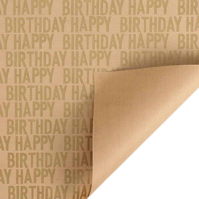 Miayilima Gift Wrapping Paper Happy Birthday Kraft Wrapping Paper Retro ...