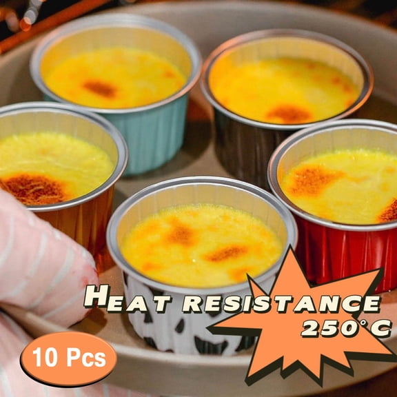 Cupcake Liners Foil Banana Yellow Baking Supplies 10PCS Reusable Round Aluminum Foil Tin Cups Aluminum Foil for Air Fryer