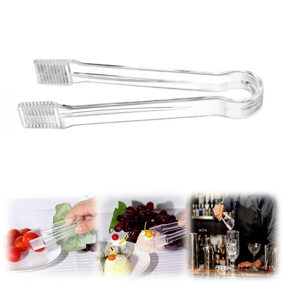 Miayilima Kitchen Clip Plastic Serving Tongs 2025 New Disposable Plastic Tongs Kitchen Small Serving Utensils for Buffet Salad Barbecue Ice 6.3 Inches Clear
