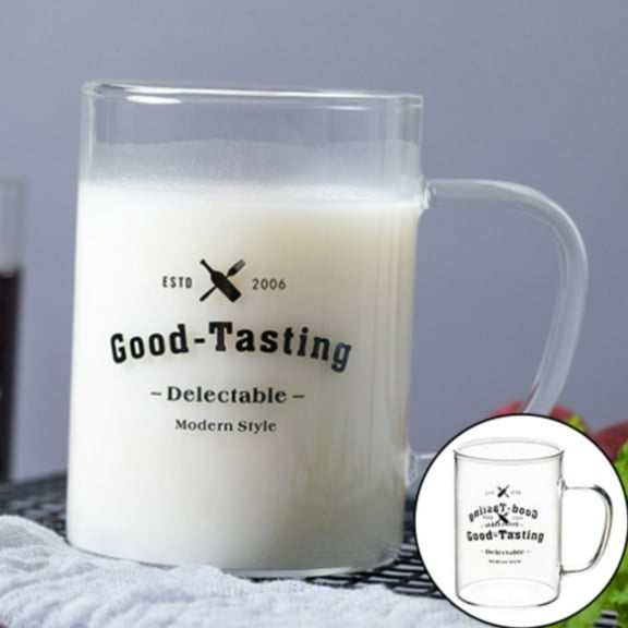 Glass Coffee Mugs 17 Oz Transparent Design, Large Cappuccino Cup with Handle for Hot and Cold Beverage, Black Color