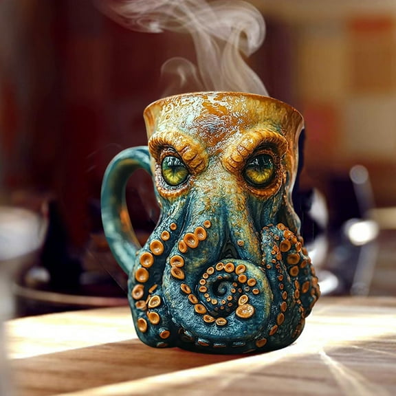 Miayilima Kitchen Cups Tankard Medieval Beer Cup 3D /Kraken Design Beer Mug for Bar Restaurant Home Dragon Collector Themed Decoration Drinkware Blue