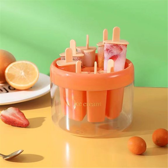 Miayilima Kitchen Ice Grid with Sticks 8 Piece Ice Small Maker Orange
