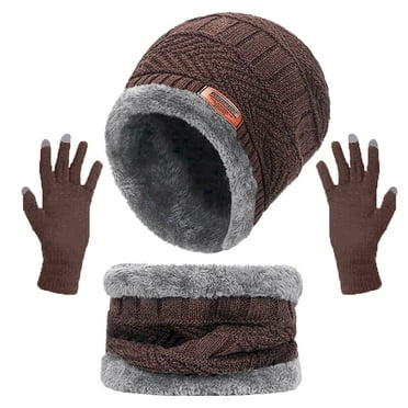 Leopard Print Fleece 3-Piece Hat Scarf & Gloves Matching Winter Set ...