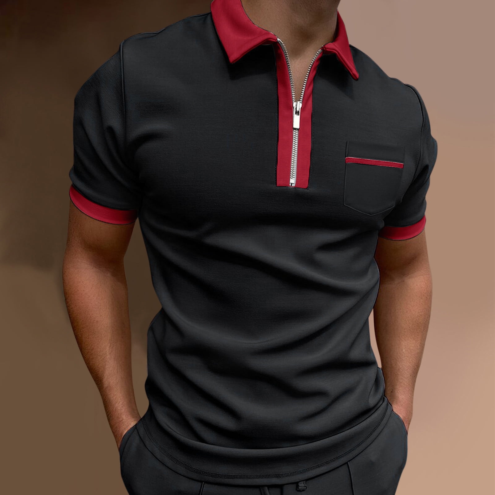Miayilima Men's Polo Shirts Male Summer Solid Print T Shirt Turn Collar Short Tops T - Walmart.com