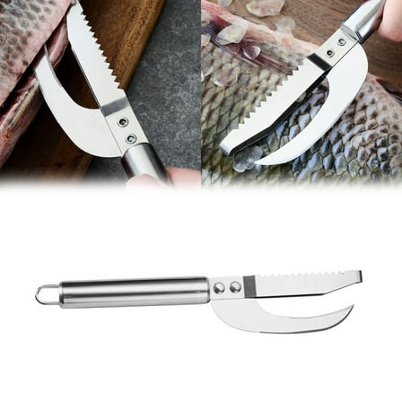 Miayilima Multifunctional Fish Scale Remover Fish Fillet Knife Stainless Steel Multifunctional Fish Scale Remover Household Kitchen Fish Scale Remover (Silver)