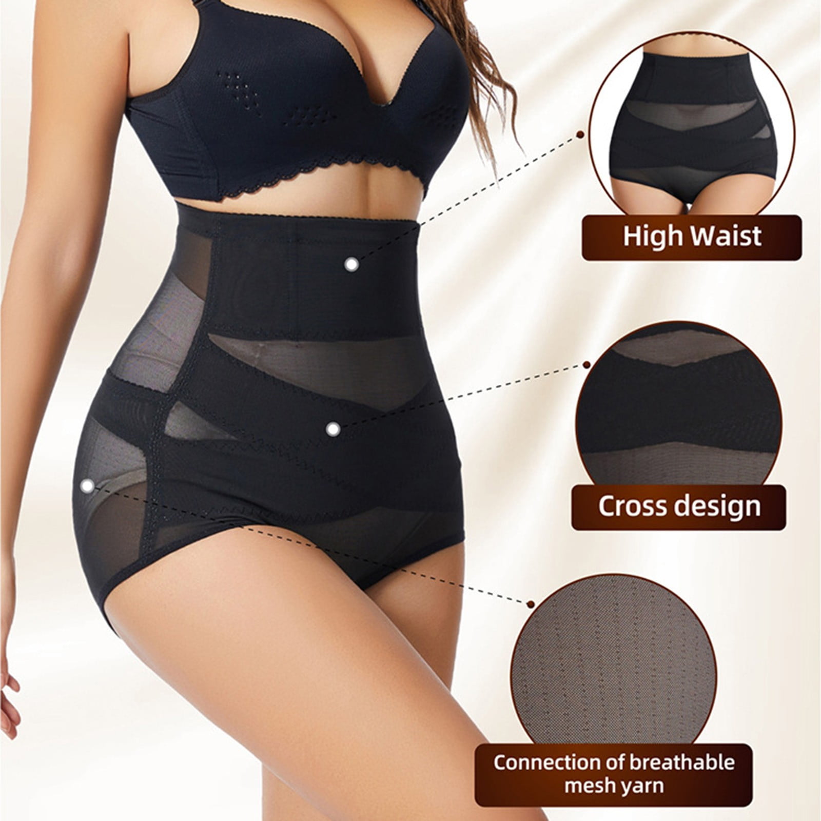 Miayilima Women's Underwear High Waisted Panties Cross Compression Lifter  Shapewear
