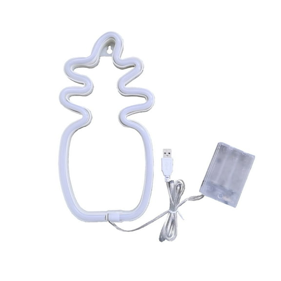 Miayilima Party Light-up Decoration LED Pineapple Signs Decor Night Light Warm White Wall Decor Light Signs Battery USB Powered for Room Decoration Yellow