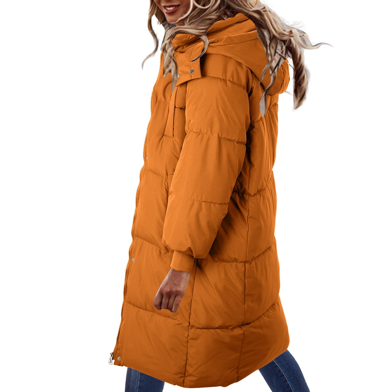 Miayilima Plus Size Coat Cotton Jacket Winter Long Knee Length Down ...
