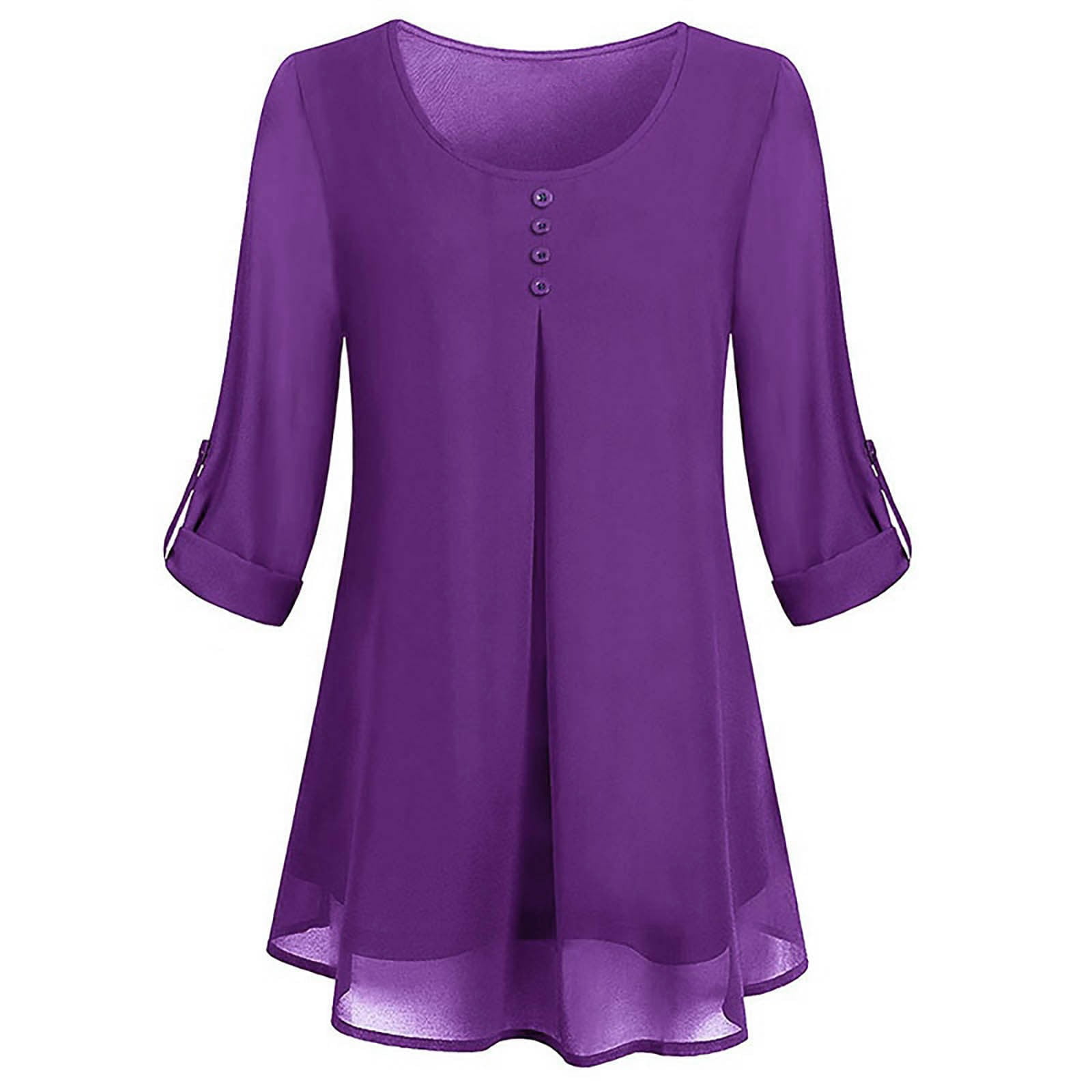 Miayilima Purple Plus Size Tops For Women O Neck Long Sleeve Casual miayilima-purple-plus-size-tops-for-women-o-neck-long-sleeve-casual