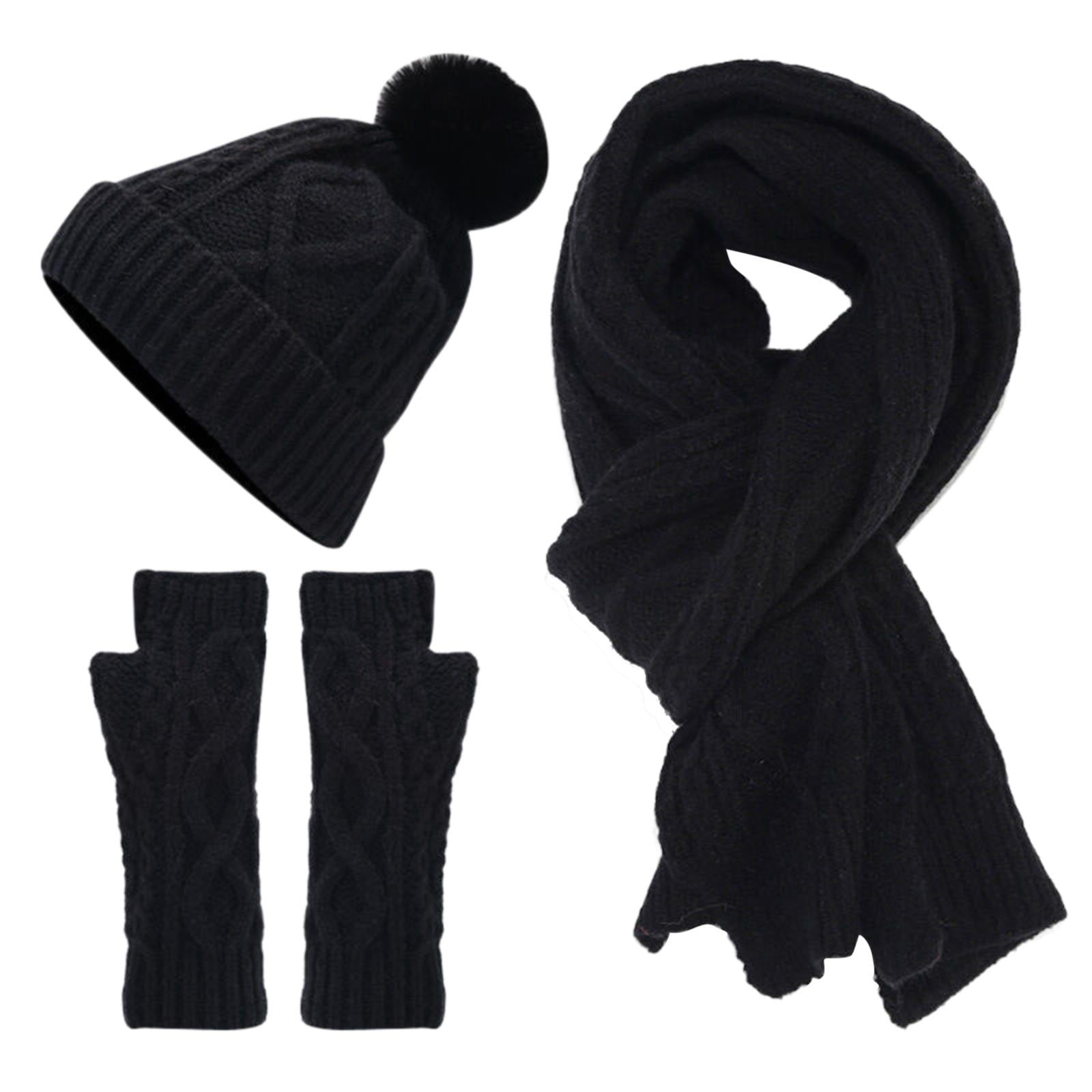 Miayilima Scarf Gloves Hat Set for Teen Girls Women Men 3PC