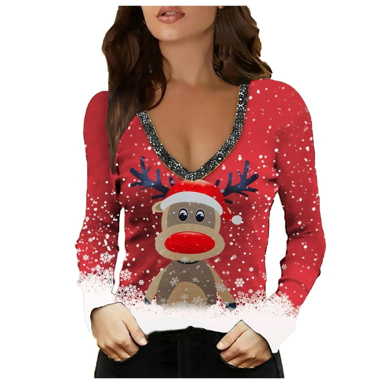 Miayilima Shirts For Women Christmas Shirts For Womens Casual V