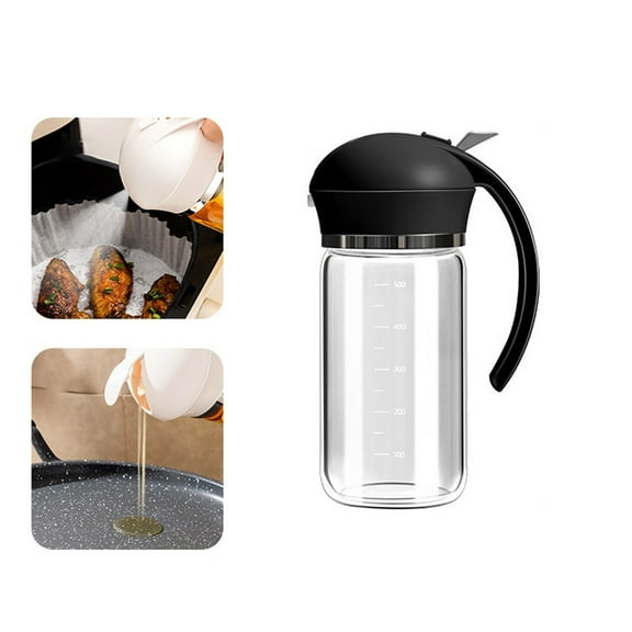 Miayilima Squirting Bottle Oil Spray Bottle Glass 500Ml 2 In 1 Reusable Accurate Control Dispenser for Home Kitchen Barbecue Black