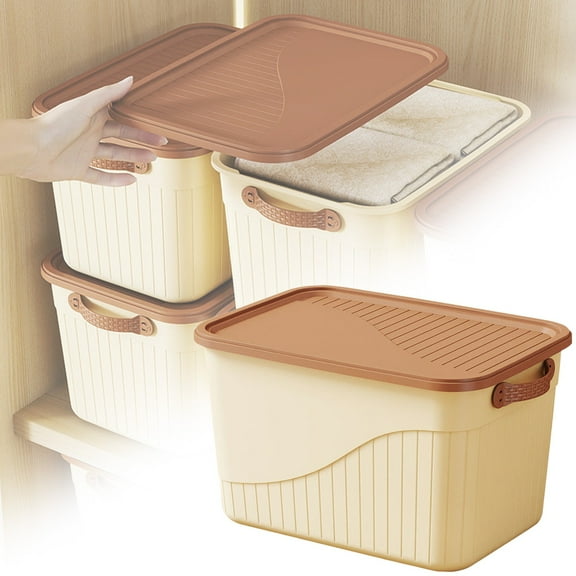 Miayilima Storage Container Plastic Storage Containers with Lids Sensory with Handles Handicraft and Snack Storage Organizing Containers for Household and School Stacka Khaki