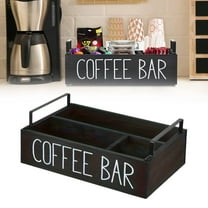 Miayilima Storage Rack Hot Bar Organizer with Handle Farmhouse Hot Cocoa Bar Organizer for Hot Maker Countertop Wood Coffee Station Organizer Cocoa Decorative Storage Cocoa Lovers Gift Black
