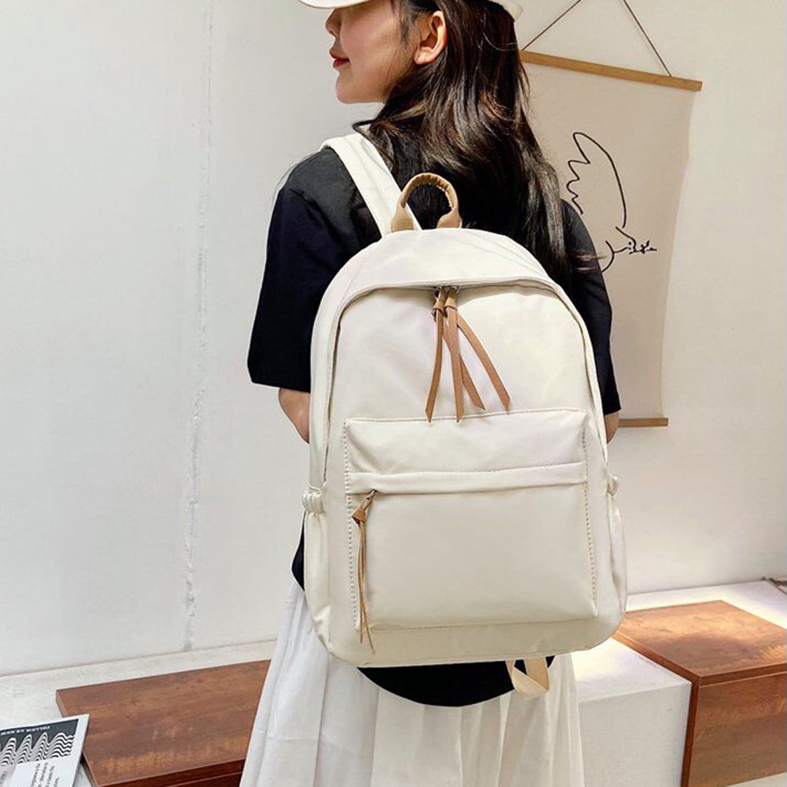 Casual Cute Backpack Fashion Women's Backpack Solid Color School Bag Girl  School Backpack Stylish and Durable (Color : Beige) : : Clothing,  Shoes & Accessories