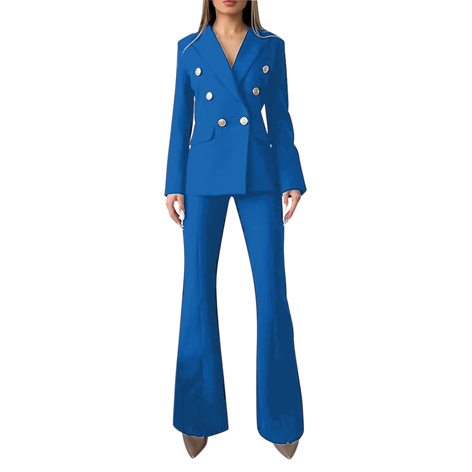 Miayilima Women'S Trousers Suit Christmas Bluewomens Open Front Solid