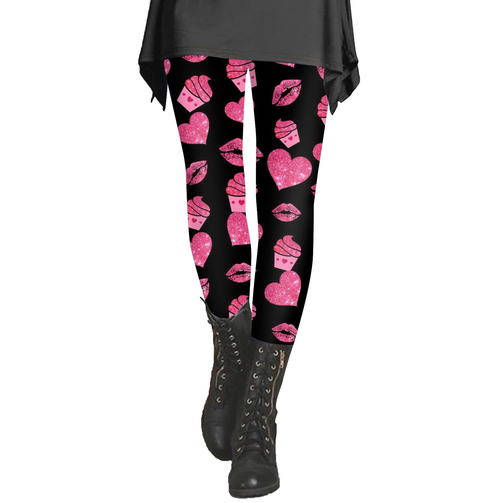 Miayilima Womens Legging Womens Valentines Day Tights With Hearts Red Heart Sexy Leggings