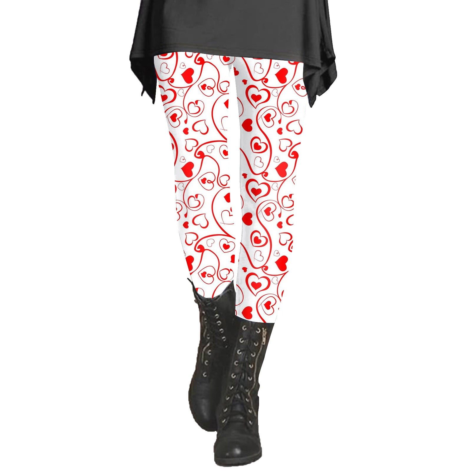 Miayilima Women's Legging Women's Valentines Day Tights With Hearts Red