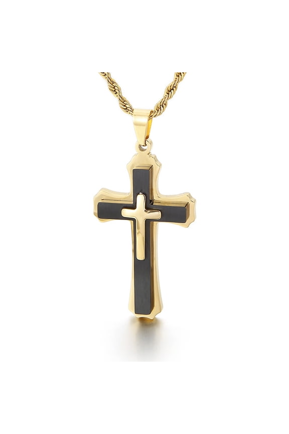 Titanium Steel Cross Pendant Necklace for Men Classic Creative Punk Hip Hop