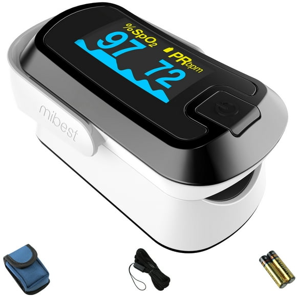 Mibest OLED Finger Pulse Oximeter, O2 Meter, Dual Color White/Black