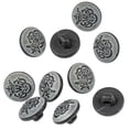 thumbnail image 1 of Mibo 10pcs Half Ball Shank Button -Royal Crown with Initial Emblem - 24L(15mm) - Grey with White Etching, 1 of 2
