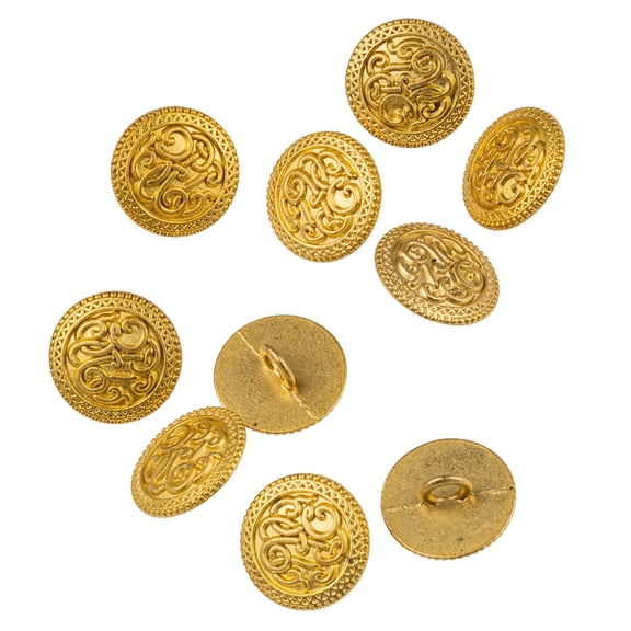 Mibo 10pcs Zinc Die Cast Metal Shank Button - Celtic Scroll Pattern - 24L(15mm) - Matte Gold