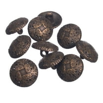 Mibo 10pcs Zinc Die Cast Metal Shank Button - Renaissance Floral Pattern - 24L(15mm) - Antique Brass