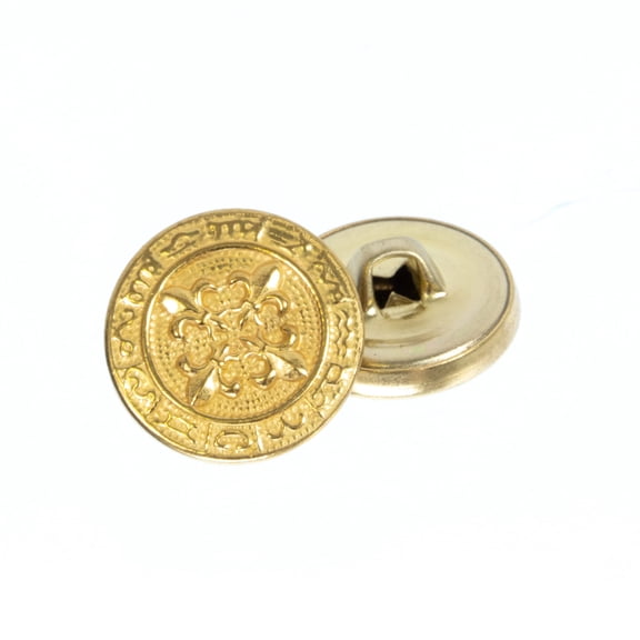 Mibo 12pcs Metal Shank Button 24L(15mm) with Fleur De Lis Design Pattern - Gold