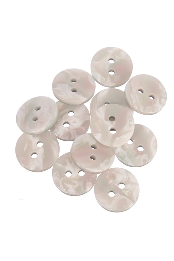 Mibo 12pcs Polyester Shirt/Blouse Button - 2 Hole - Imitation Abalone Shell - Flat Surfaced - 20L(12mm) - Grey