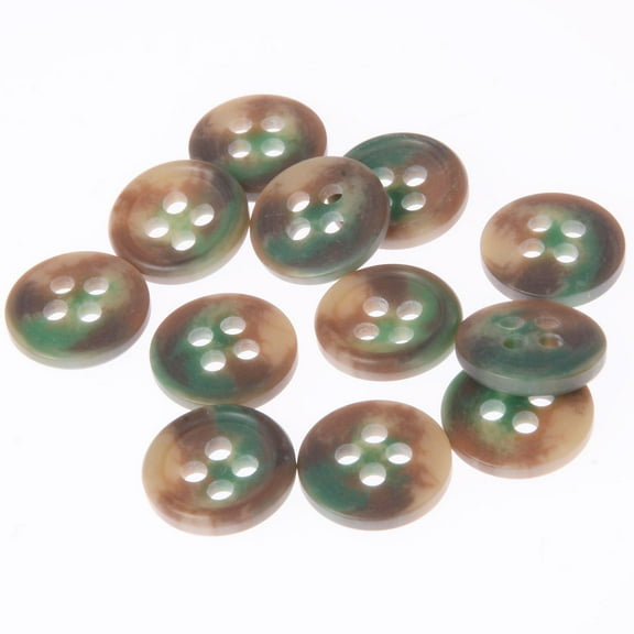 Mibo 12pcs Rod Polyester Button - 4 Hole - Military Camouflage Pattern - 20L(12mm)
