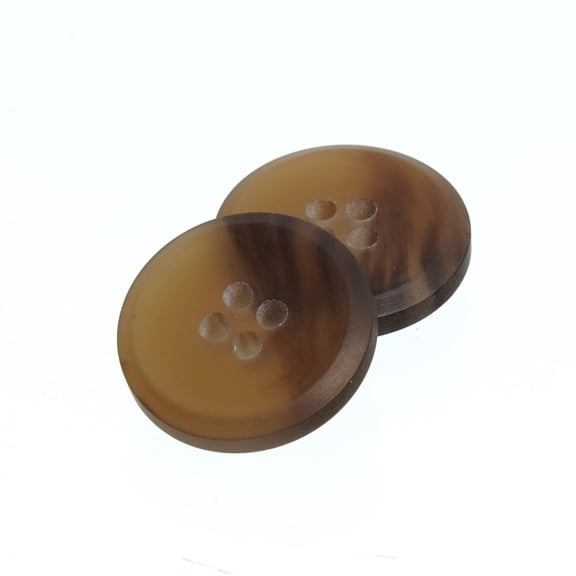 Mibo 12pcs Round Polyester Suiting Buttons with Beveled Edge - 32L (20mm) - 4 Hole - Matte Tortoise