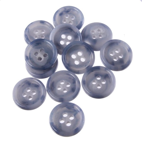 Mibo 12pcs Urea Imitation Horn Suiting & Coat Button - 4 Hole - Classic Shape - 24L(15mm) - Light Blue