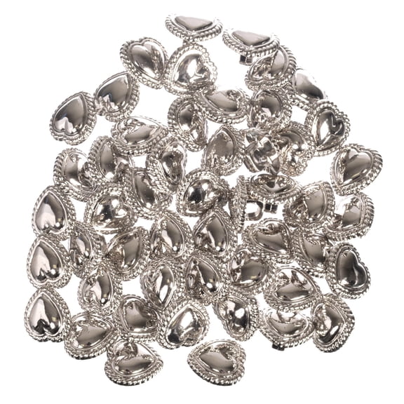 Mibo 25pcs ABS Metal Plated Shank Button -Embossed Heart Shape with Braided Rim - 24L(15mm) - Nickel