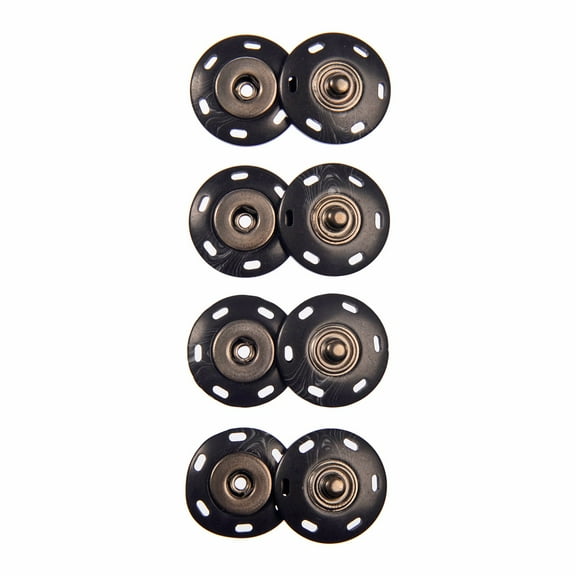 Mibo 4pcs Sewable Combination Polyester and Metal Snap - 36Line(22mm) - Charcoal/Gunmetal