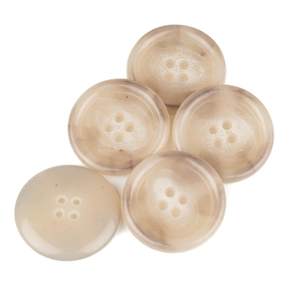 Mibo 4pcs Urea Coat Buttons with Rim - Concaved Center - 4 Hole - 54L(28mm) - Light Grey Mix